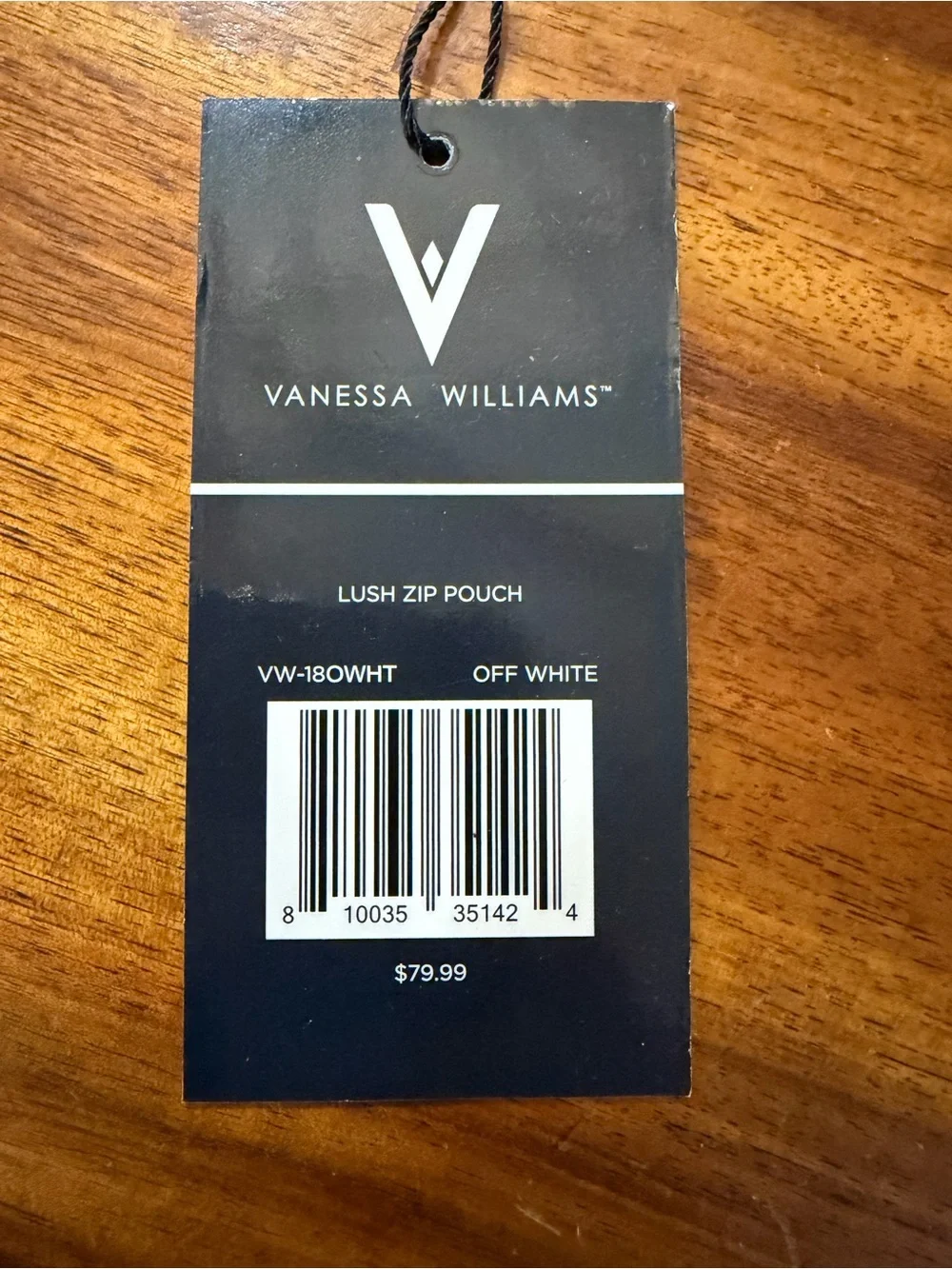 NWT Vanessa Williams Cream Wristlet Clutch with Gold V Accent